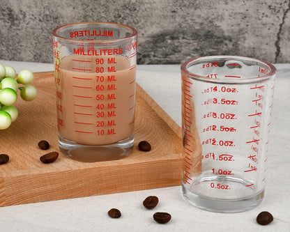 DS. DISTINCTIVE STYLE 120 Milliliter Measuring Cup 2 Pieces Shot Glass Measuring Cup with 4 Kinds of Measuring Scale for Small Amount Liquid (Red, 120 ml)