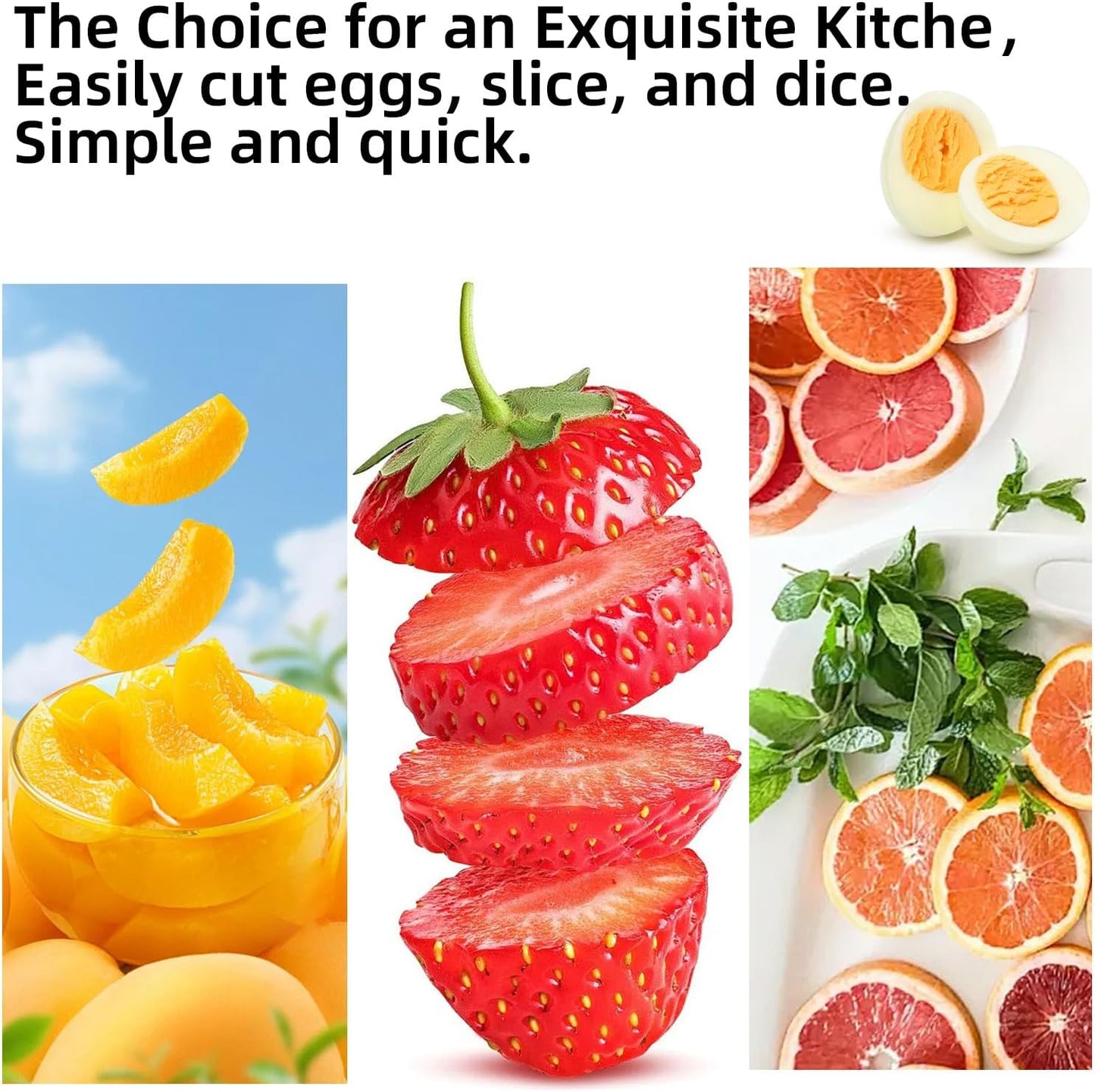 2 in 1 Egg Slicer for Hard Boiled Eggs, Strawberryry Tomato (1PC)