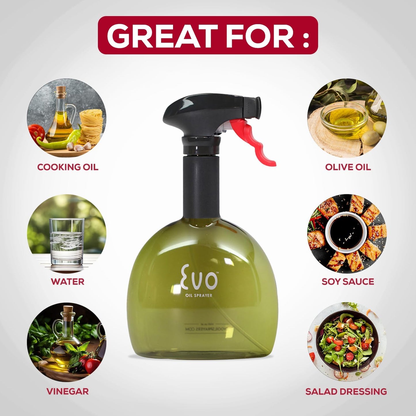 Evo Oil Sprayer Minis, Non-Aerosol for Olive, Cooking Oils, and Vinegars, 8-Ounce Capacity, 1 Each Yellow and Green