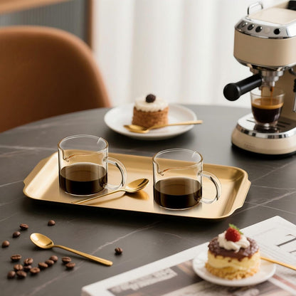 Patelai 2 Pcs 8oz Espresso Cups, Glass Measuring Cups with Double Spouts & Handle, Milk Frothed Cup Coffee Bars Accessories for Machine, Scale Glass Jars for Coffee, Water, Yogurt, Juice, Oil, 250ml