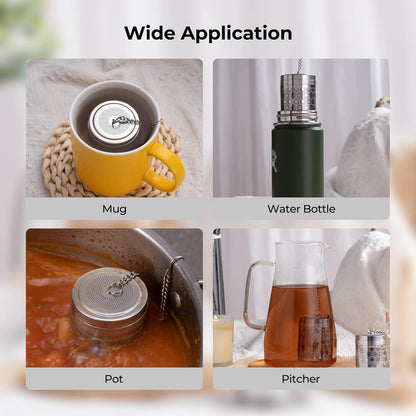 Reinmoson Extra Large Tea Infuser for Loose Tea & Spice Infuser for Cooking, Extra Fine Mesh Tea Strainers, 304 Stainless Steel Steeper for Black Tea, Rooibos, etc