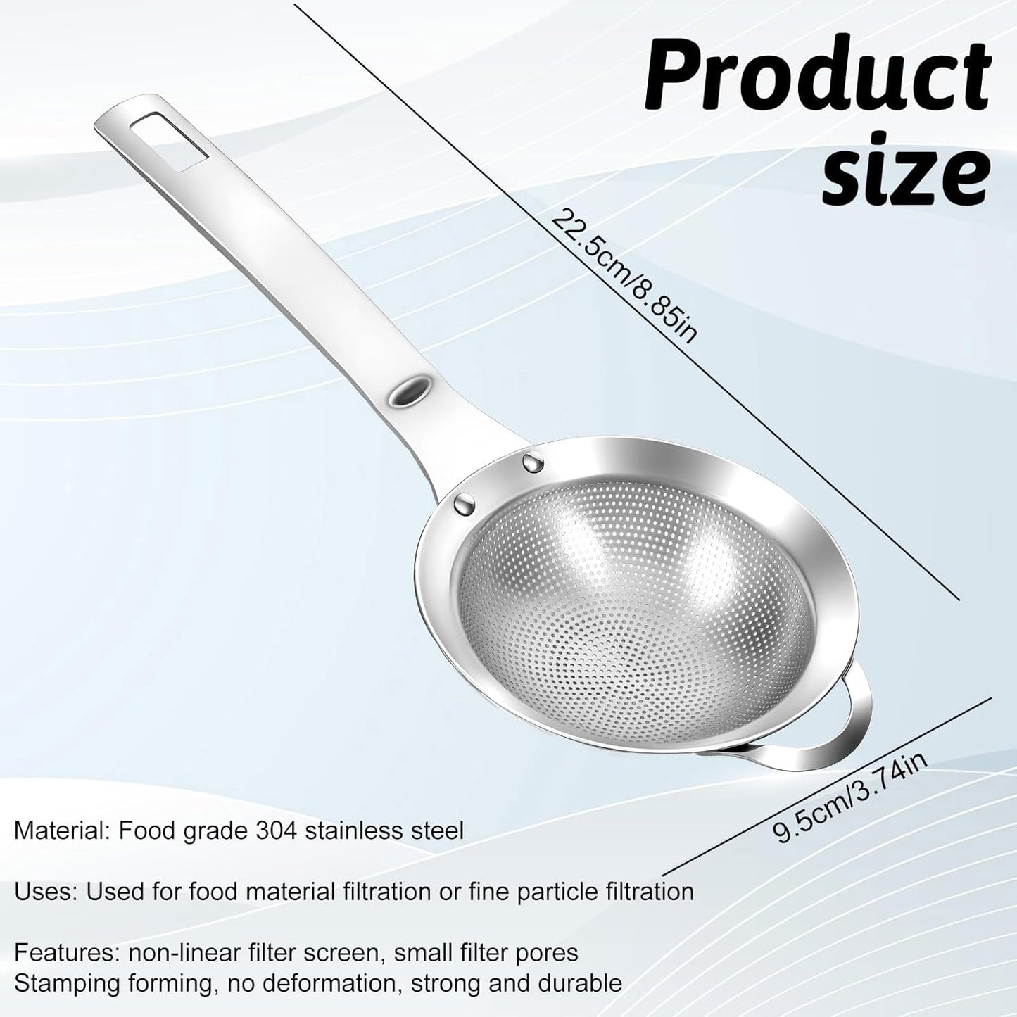 Small Fine Mesh Strainer with Handle Filter Sifter Strainer Punch Hole Stainless Steel Sieve Colander Metal Micro Sifter for Kitchen Juice Tea Baking Food Pasta Flour