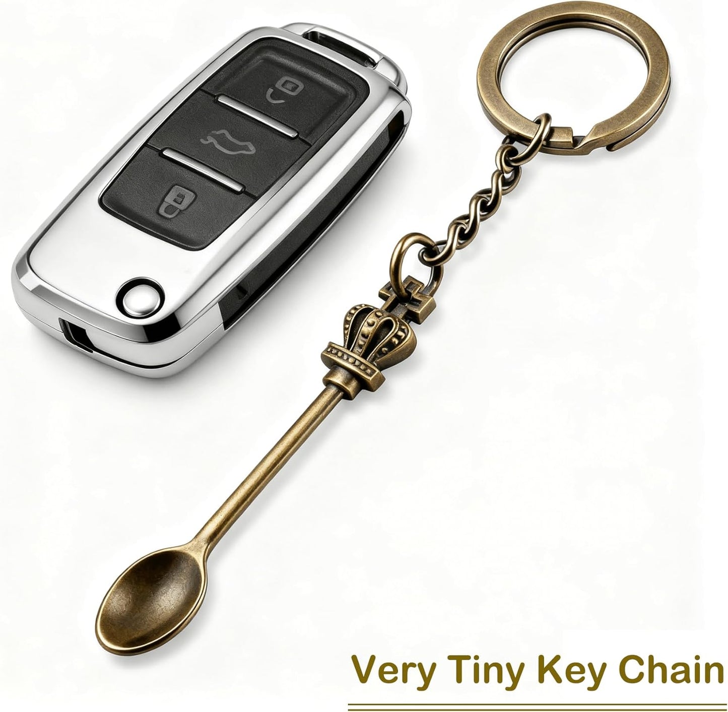 8 Pack Small Measuring Tools Spoon Keychain with Split Key Rings, Metal Mini Powder Spoons for Medicine, Pill Bottle, Craft, Partty (Multicolor, Tiny)