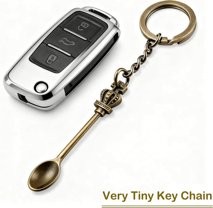 8 Pack Small Measuring Tools Spoon Keychain with Split Key Rings, Metal Mini Powder Spoons for Medicine, Pill Bottle, Craft, Partty (Multicolor, Tiny)