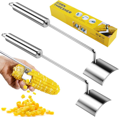 2PCS Stainless Steel Corn Cob Peeler,Professional Corn Cutter Tool to Remove Kernels from Corn on the Cob,Durable & Easy-to-Use Kitchen Gadget for Raw/Cooked Corn