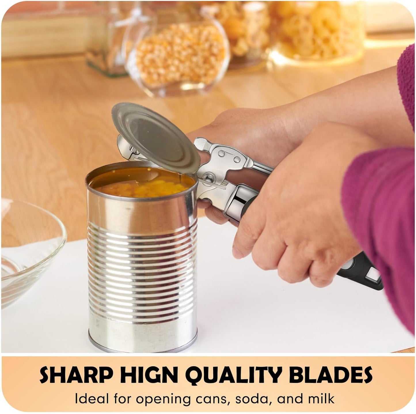 Gisafai 20 Pcs Can Opener Manual Bulk Smooth Edge with Sharp Blade and Soft Non Slip Grip Handle Heavy Duty Handheld Safety Can Opener for Kitchen Restaurant, Black and Silver