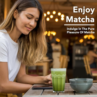 Matcha Whisk Set, Perfect Matcha Kit for Matcha Lovers Includes Ceramic Bowl, Bamboo Whisk, Holder, Scoop, Sifter & Cloth - 7 Pcs Matcha Kit