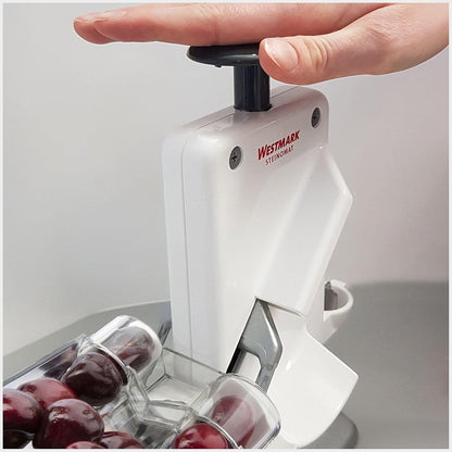 Westmark Cherry & Plum Pitter “Steinex-Combi” – 2-in-1 Fruit Pit Remover, Stainless Steel Blade, Heavy-Duty Aluminum, Fast Clean Pitting for Cherry Jam, Pie & Syrup