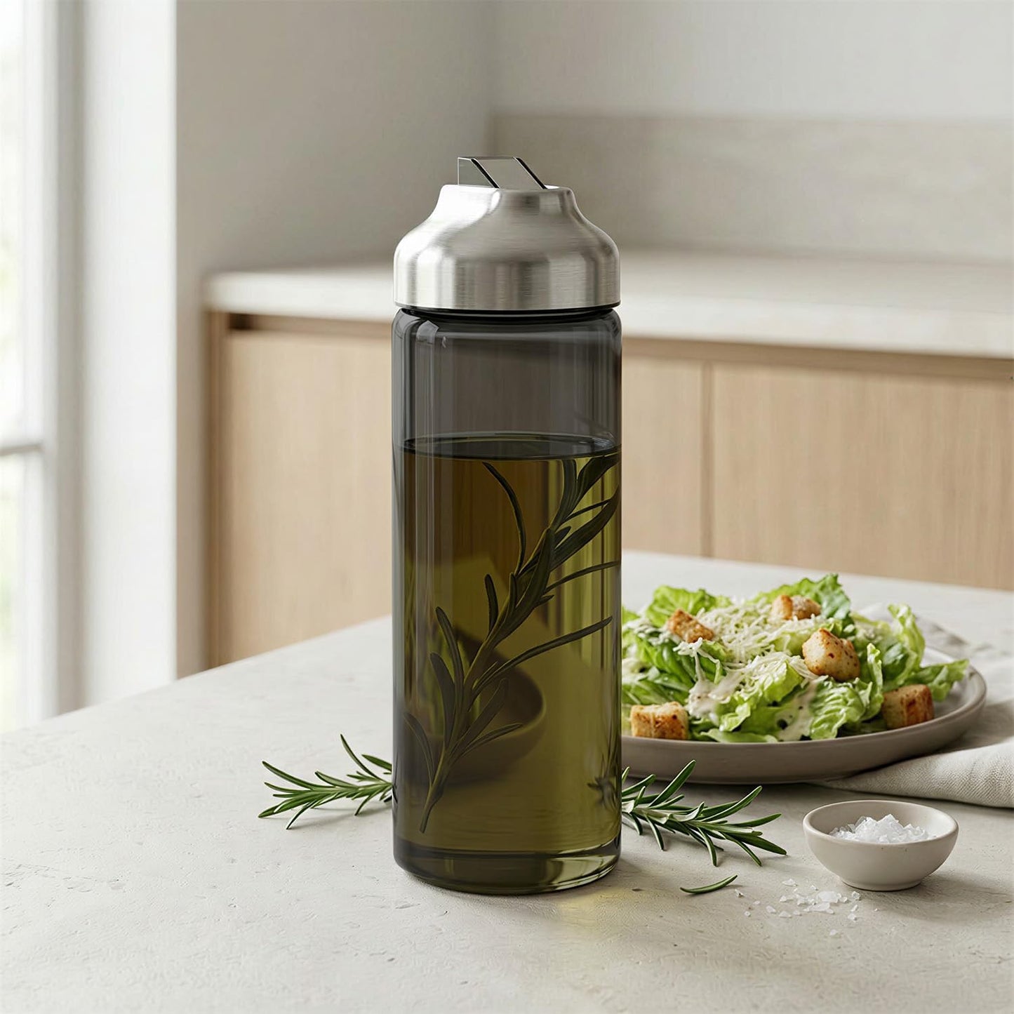 Aelga Olive Oil Dispenser - 14 OZ Glass Oil and Vinegar Dispenser Bottles Set for Kitchen No Drip-Set of 2