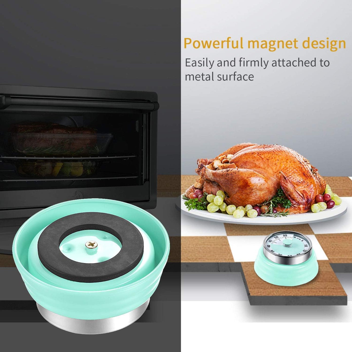 Kitchen Timer, Kitchen Countdown Cooking Reminder No Battery Required Magnetic Time Management Timer, Xmas Gift, Green