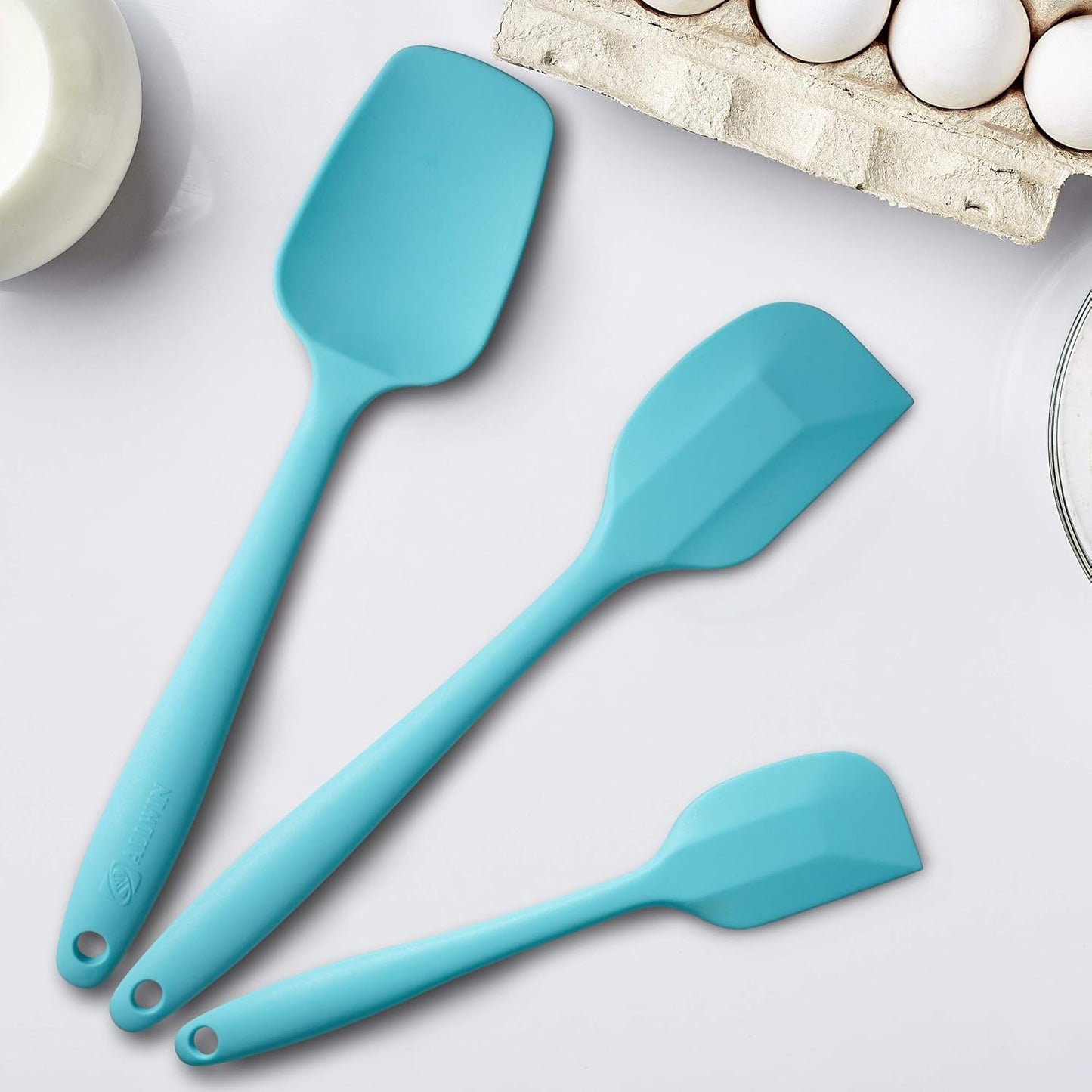 Silicone Spatulas Set Turners Tongs Cooking Utensils Set High Heat Resistant Kitchen Scraper Spatulas for Cooking Mixing Baking BPA Free Dishwasher Safe, Black