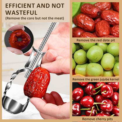VolksRose Cherry Pitter Tool, Multi Stoner Fruit Remover with Stainless Steel Rod, Dates Pitting Device for Red Dates, Hawthorn, Cherries, Jujubes