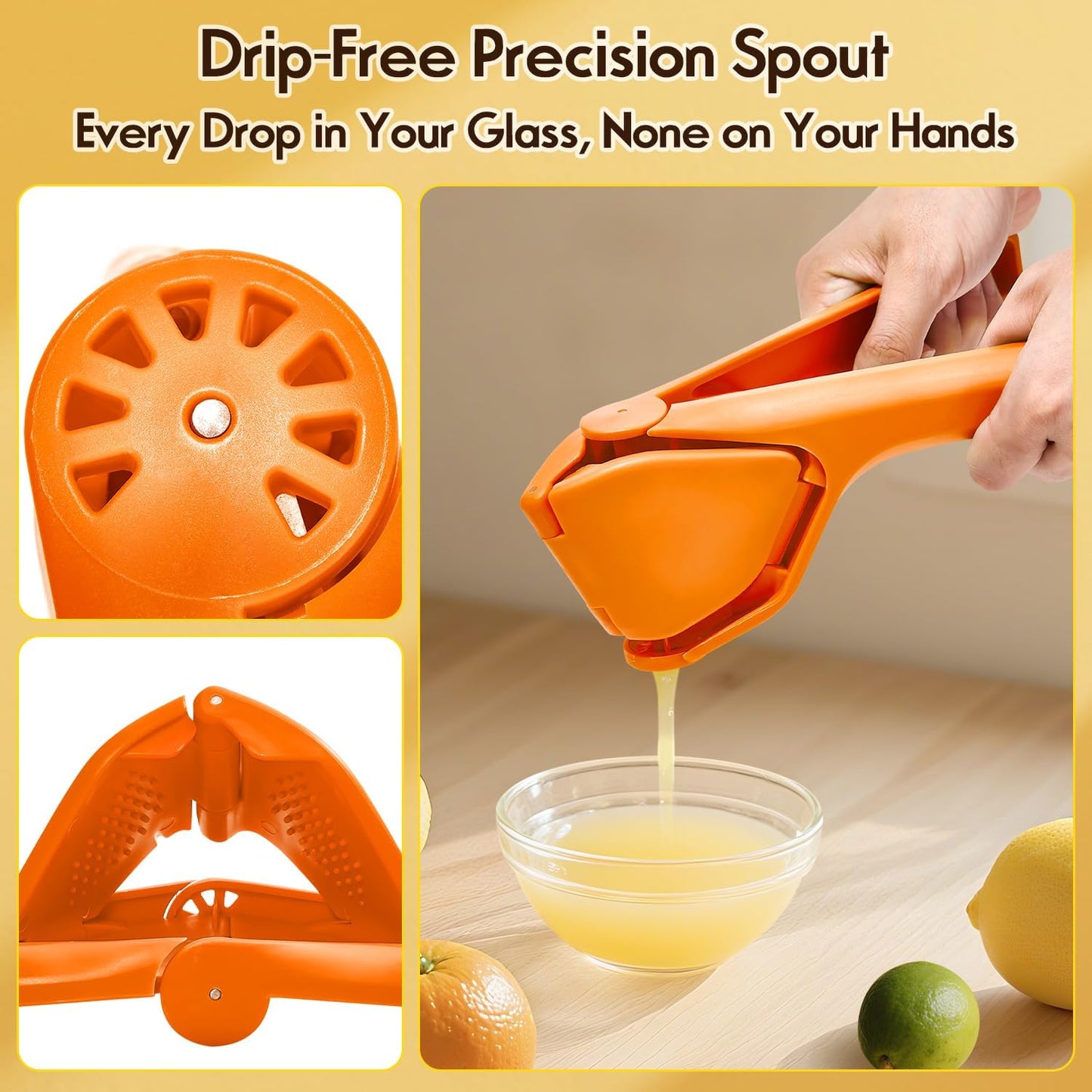 Manual Lemon Squeezer, Hand Lemon Squeezer, Durability and longevity, Easy to Use & Dishwasher Safe, Lemon Juicer, Citrus Juicer, Lemon Juicer Squeezer to Squeeze Lemons, Yellow, HomeyVenture