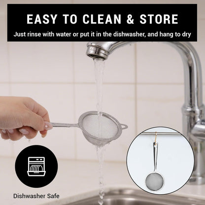 2 Pcs Matcha Strainer, Stainless Steel Matcha Sifter with Handles, Small Strainer Fine Mesh with Tea Spoon and Scoop