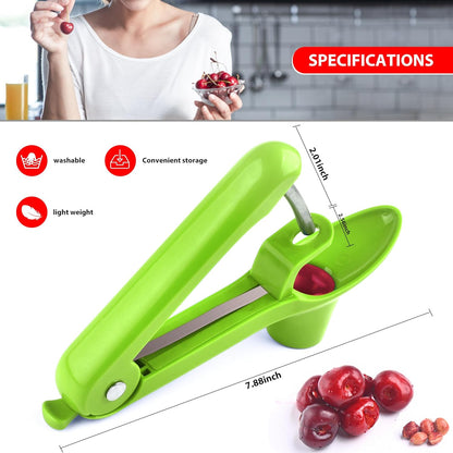 Cherry Pitter - Makmzoon Multi Cherries Corer Stainless Steel Pitter Tool with Labor-Saving Design Safe Lock Design for Making Cherry Jam - 6 Cherries