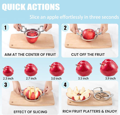 Apple Slicer,8 Blade Extra Large Apple Corer, Heavy Duty Stainless Steel Apple Cutter and Divider，Easy to Use, Time-Saving,Kitchen Tool (8 Blades)