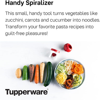 TUPPERWARE Brand Handy Spiralizer - Turns Vegetables into Veggie Spaghetti - Easy to Use & Compact - Dishwasher Safe & BPA Free