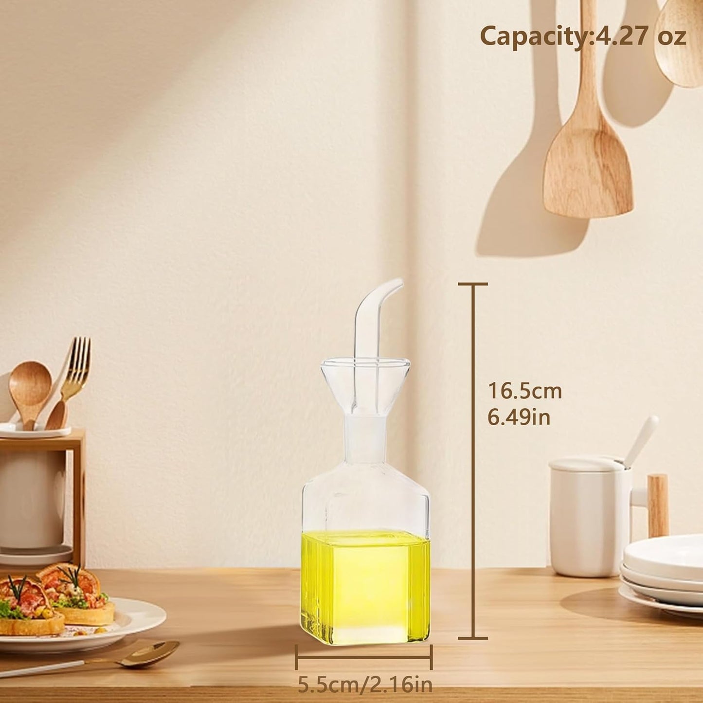 Olive Oil Pourer Olive Oil Vinegar Cooking Wine cotainer Salad Dressing Glass, Oil Bottle Vinaigrette Dispenser Drizzle Cruet 17oz Glass Oil Bottle for Kitchen