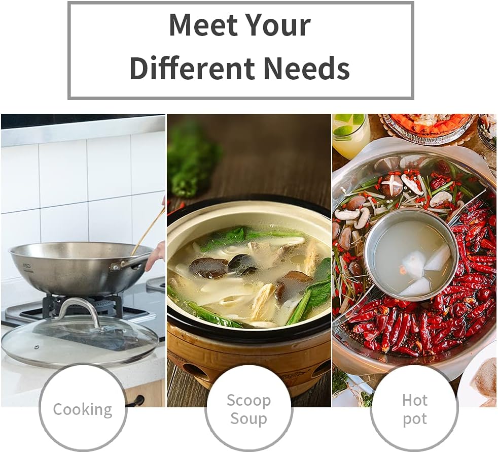 Newness Soup Ladle, [Rustproof, Heat Resistance, Integral Forming] Resilient 304 Stainless Steel Soup Spoon with Vacuum Ergonomic Round Handle, Cooking Spoon for Kitchen, 13.7 Inches