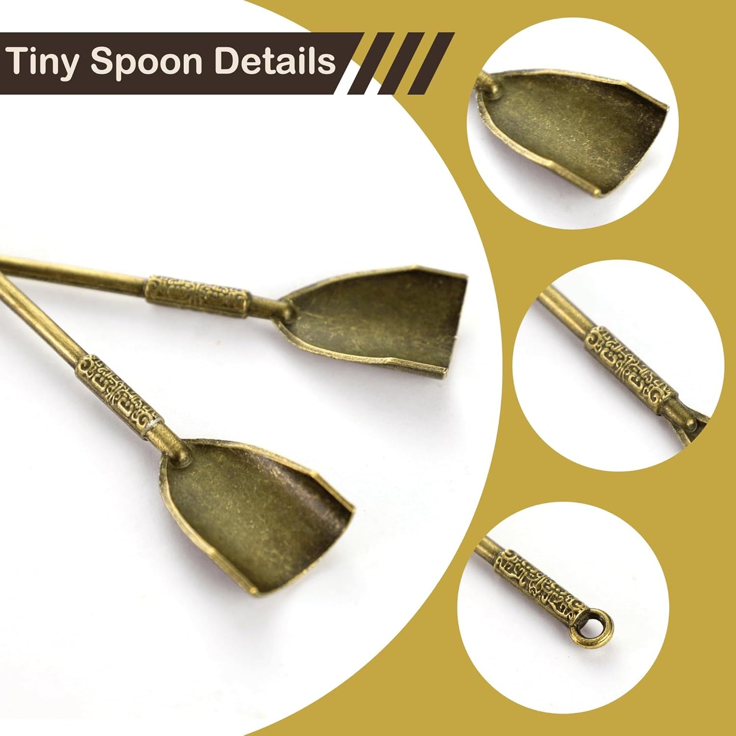6-Pack Mini Spoons Metal Tiny Shovels 3-Inch Small Medicine Spoon for Home Kitchen Spices, Necklace Charms Pendants DIY Craft Making (Multicolor)