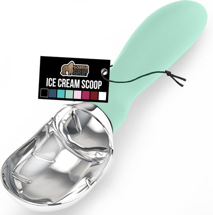 GORILLA GRIP® Heavy Duty Ice Cream Scoop, BPA-Free, Dishwasher Safe, Comfortable Zinc Alloy Handle, Professional Scooper for Hard Gelato, Sorbet, Cookie Dough, Melon, Round Cones, Kitchen Tool, Blue