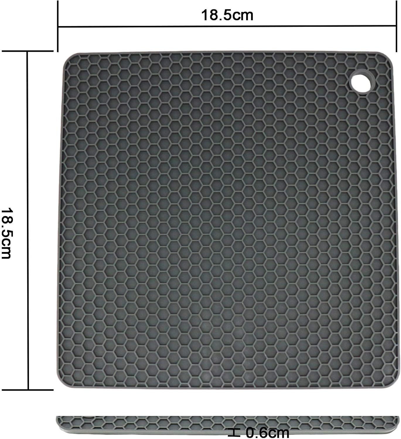 Silicone Trivets for Hot Dishes, Pots and Pans, Hot Pads for Kitchen, Dark Grey Silicone Pot Holders Mats for Kitchen Quartz Counter Heat Resistant Mat, Flexible Trivet Mat Set 4