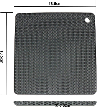 Silicone Trivets for Hot Dishes, Pots and Pans, Hot Pads for Kitchen, Dark Grey Silicone Pot Holders Mats for Kitchen Quartz Counter Heat Resistant Mat, Flexible Trivet Mat Set 4
