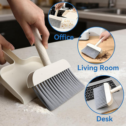 Small Dust Pan and Brush Set - Mini Dustpan and Brush Set, Small Broom and Dustpan Set, Whisk Broom, Dust pan and Brush for Desk, Table, Home, Kitchen.