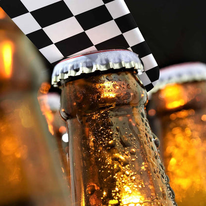 Black White Checkered Stainless Steel Bottle Opener Cool Car Racing Sports Plaid Pattern Geometric Design Flat Beer Bottle Opener Keychain for Home Kitchen Bar Restaurant Party Birthday Gift