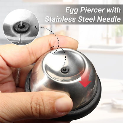 Egg Piercer for Raw Eggs, Stainless Steel Egg Poker with Retractable Sharp Pin, Easy Eggshell Peeler Tool for Perfect Hard Boiled Eggs, Black Kitchen Gadget