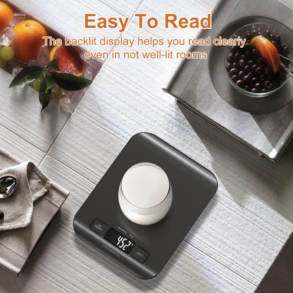 CROWNFUL Food Scale, 11 lb Digital Kitchen Scales with Built-in Coin Battery, Weight Ounces and Grams for Cooking and Baking, 6 Units with Tare Function, LCD Display, 304 Stainless Steel
