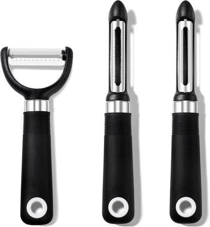 Rainspire 3-Piece Peeler Set, Premium Swivel Vegetable Peeler, Kitchen Gadgets Apple Peeler Potato Peeler Veggie Peeler Fruit Peeler, Dishwasher Safe Kitchen Accessories, Black