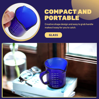 Hemoton Glass Measuring Cup 1 Cup Clear Mini Liquid Measuring Mug with Handle for Coffee Milk Creamer Kitchen Use 2.55X2.36X2.36In