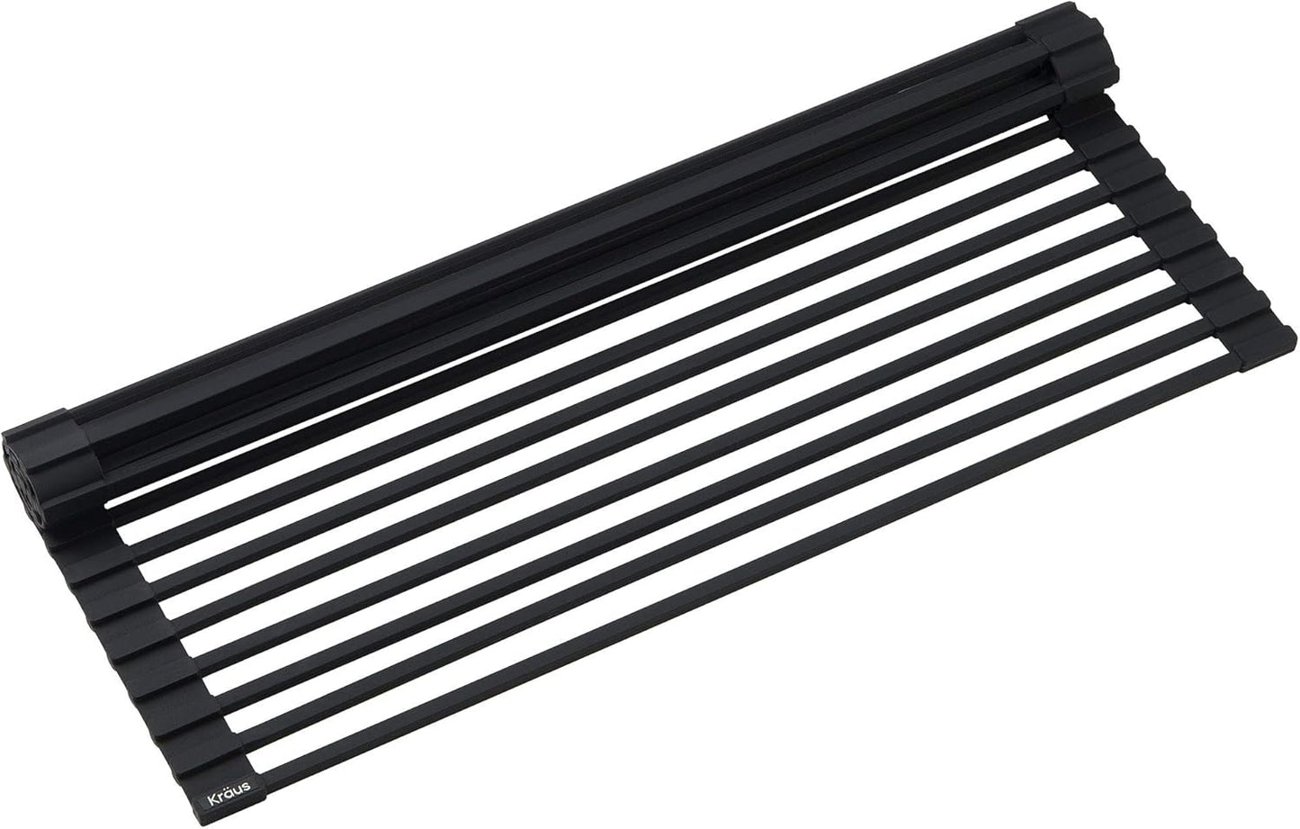 Kraus Multipurpose Over-Sink Roll-Up Dish Drying Rack, Colander and Trivet in Dark Grey, KRM-10DG
