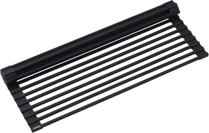 Kraus Multipurpose Over-Sink Roll-Up Dish Drying Rack, Colander and Trivet in Dark Grey, KRM-10DG