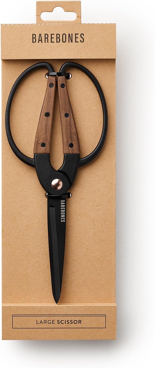 Barebones Garden Scissors - Walnut Scissors - Garden Supplies and Indoor Plant Accessories - Plant Shears with Wide Handles - Comfortable Fit Trimming Shears (Small)