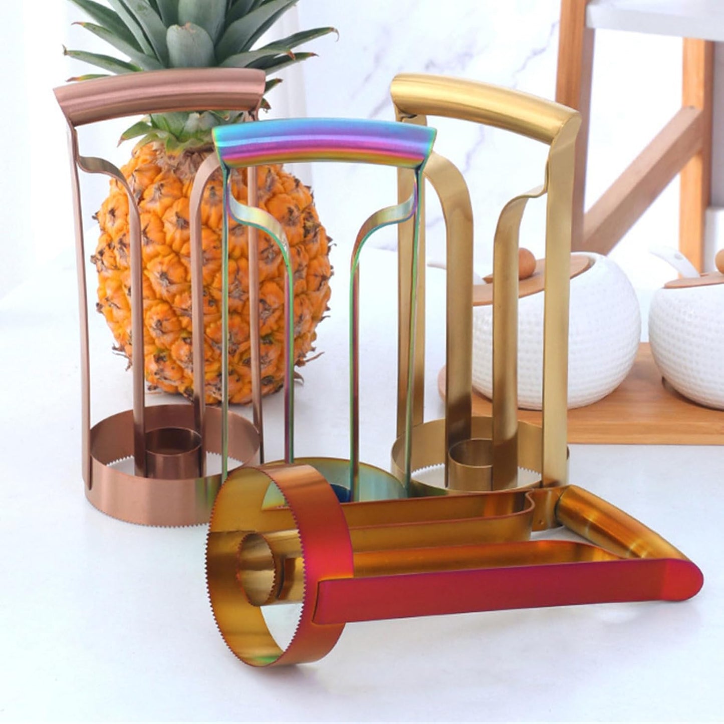 Stainless Steels Pineapple Peeler Corer Cutter Tool Portable Fruit Slicers Kitchen Tool Quick Pineapple Meat Pickers For Home Picnics Party Travel