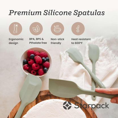 Starpack 'Scrape and Stir' Silicone Rubber Spatula Set (4-Piece) - LFGB Non Toxic, 600°F Heat Resistant, BPA-Free, One-Piece Kitchen Baking Spatulas - Dishwasher Safe for Nonstick Cookware Earthy Pink