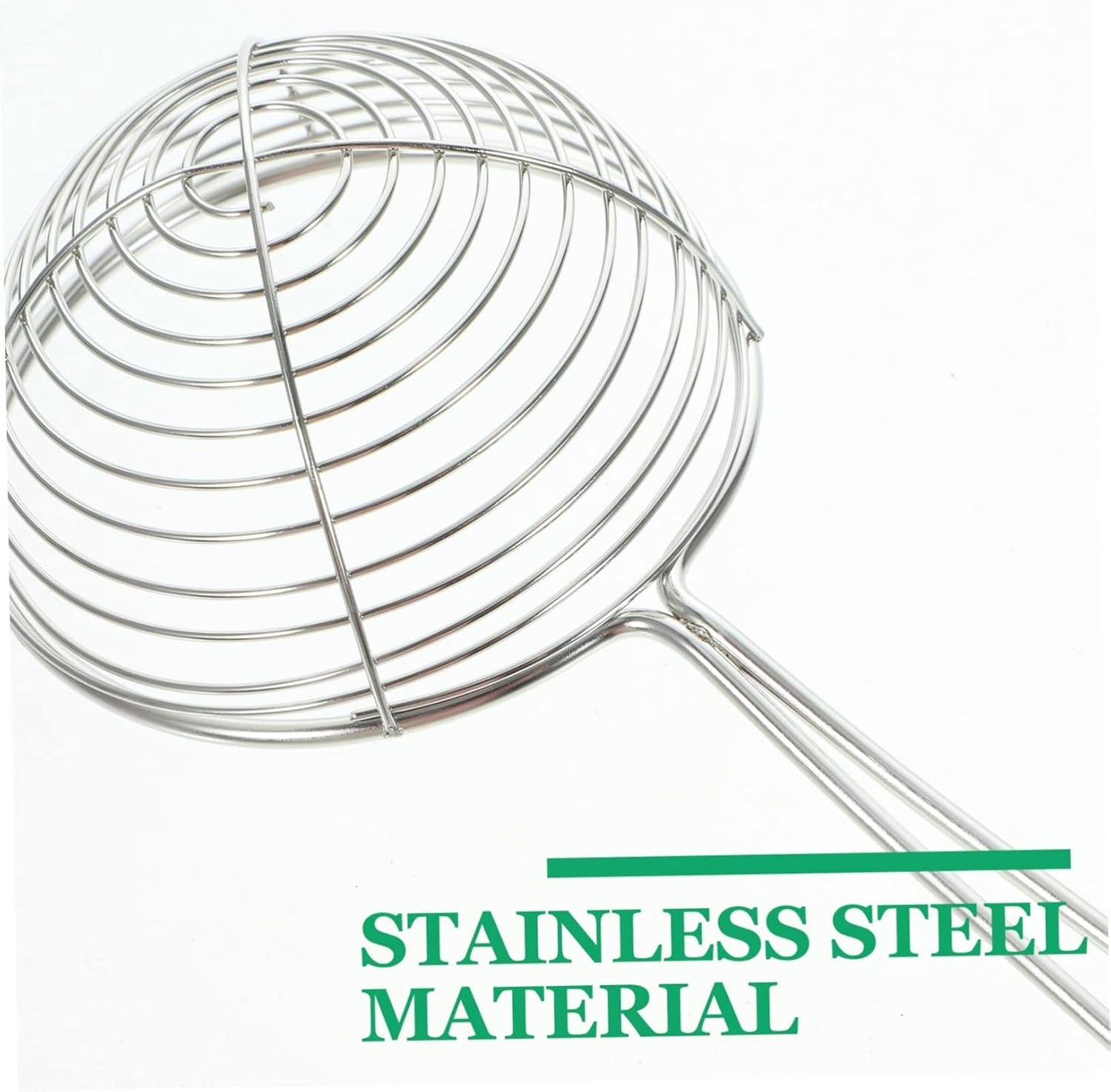 BESTYASH Portable Stainless Steel Spider Strainer Spoon Sturdy Mesh Frying Ladle for Household Cooking for Straining Vegetables and Meat Non Slip Handle