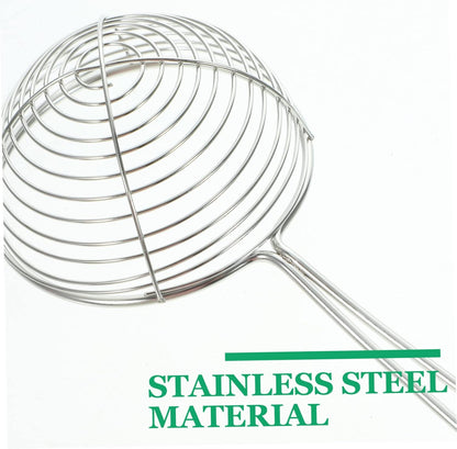 BESTYASH Portable Stainless Steel Spider Strainer Spoon Sturdy Mesh Frying Ladle for Household Cooking for Straining Vegetables and Meat Non Slip Handle