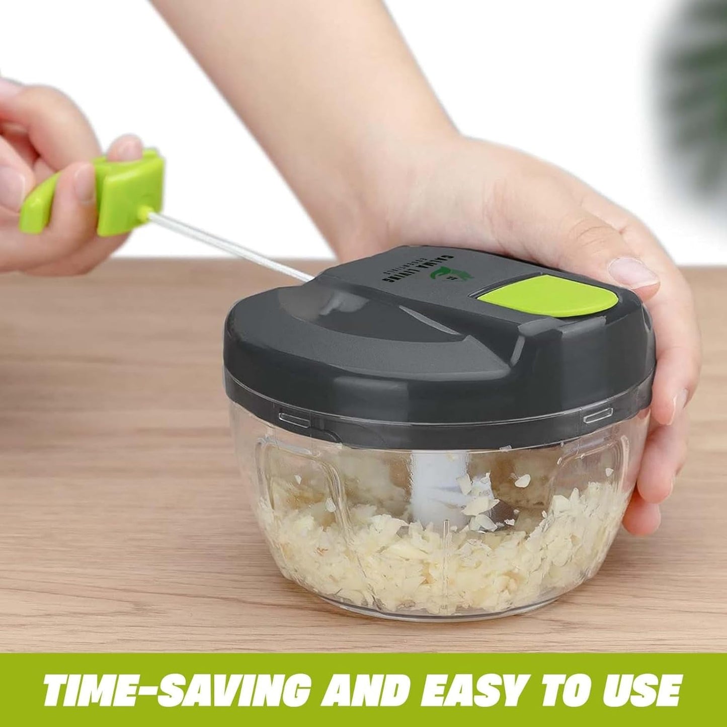 Manual Food Chopper, Hand Pull Vegetable Chopper with Stainless Steel Blades, Multi-Function Food Processor for Onion, Garlic, Meat & Fruits