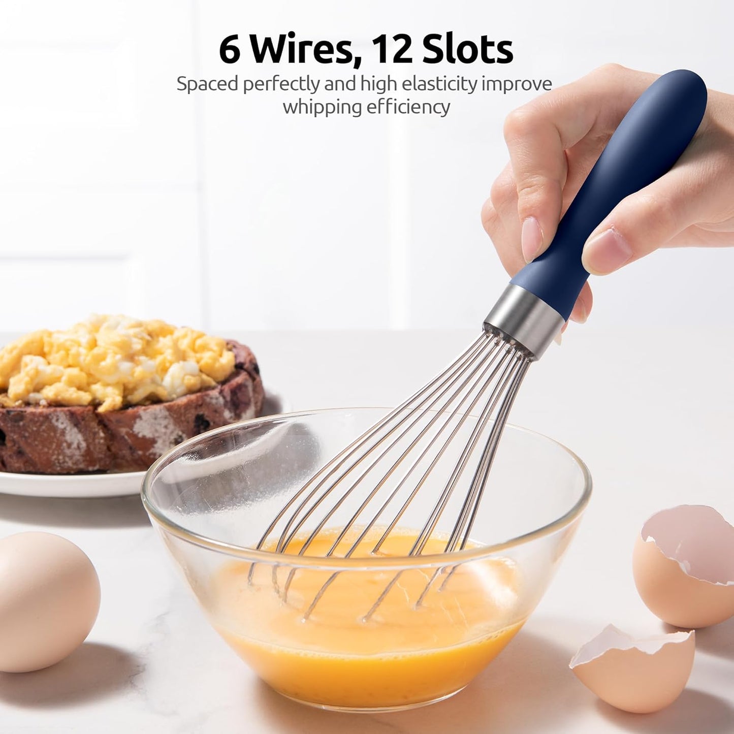 U-Taste 7" Mini Whisk for Cooking: 18/8 Stainless Steel Small Metal Kitchen Wisk, Tiny Hand Mixing Tool for Coffee, Egg, Sauce, 6-Wires Compact Head for Baking, Beating in Bowl, Mug, Jar (Set of 2)