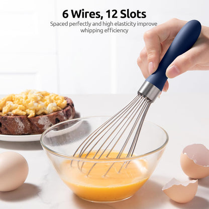 U-Taste 7" Mini Whisk for Cooking: 18/8 Stainless Steel Small Metal Kitchen Wisk, Tiny Hand Mixing Tool for Coffee, Egg, Sauce, 6-Wires Compact Head for Baking, Beating in Bowl, Mug, Jar (Set of 2)