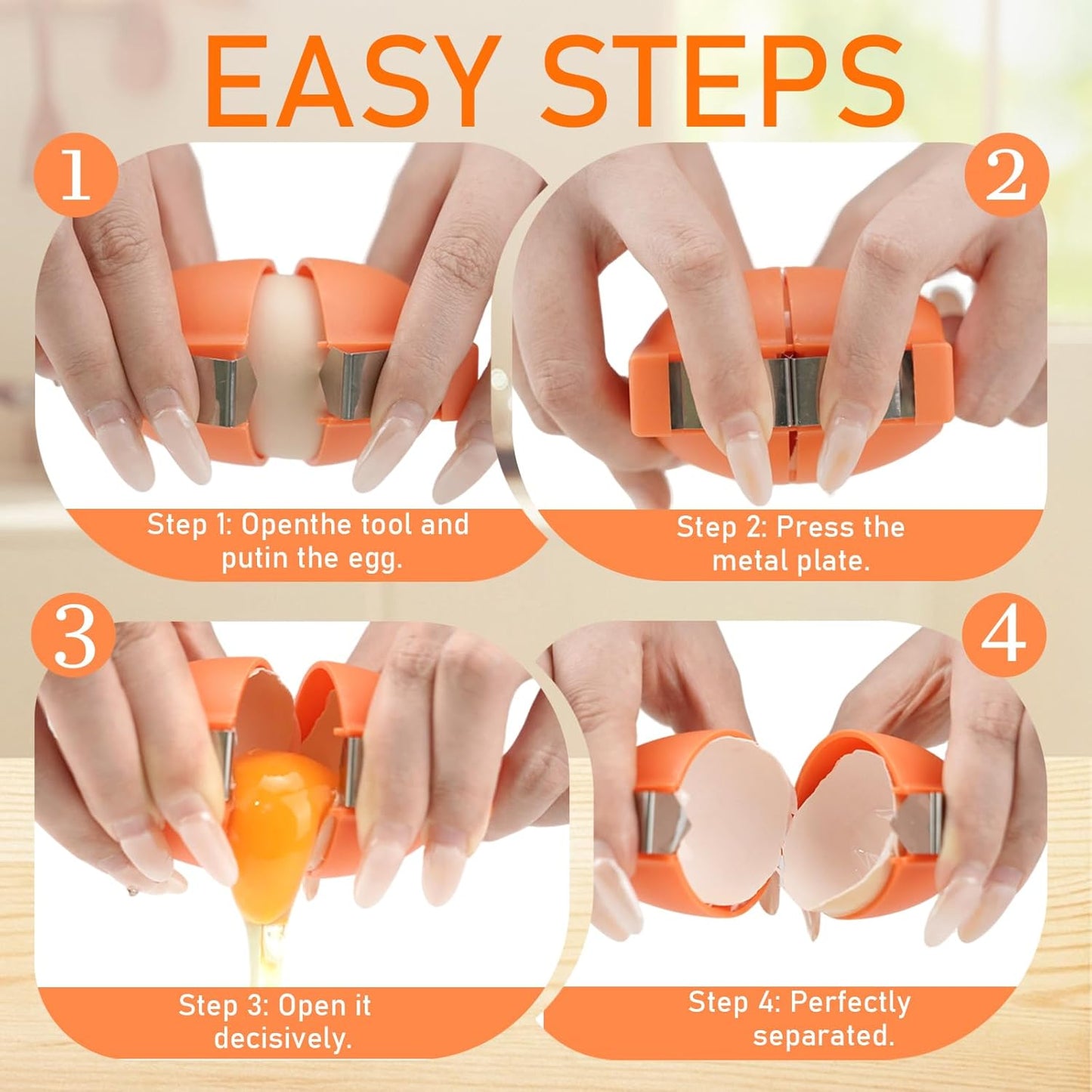 3PCS Egg Shell Opener, Egg Cracker Tool for Raw Eggs, Hard Boiled Egg Peeler for Easy Separate & Peel Eggs, Egg Separator for Cooks, Bakers Families