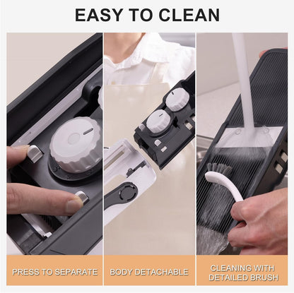 ONCE FOR ALL Upgrade Safe Mandoline Slicer Plus, Adjustable Vegetable Food Chopper Potato Fries French Fry Cutter, Detachable Blade, Kitchen Chopping Artifact, New Kitchen Gift (DarkGray)