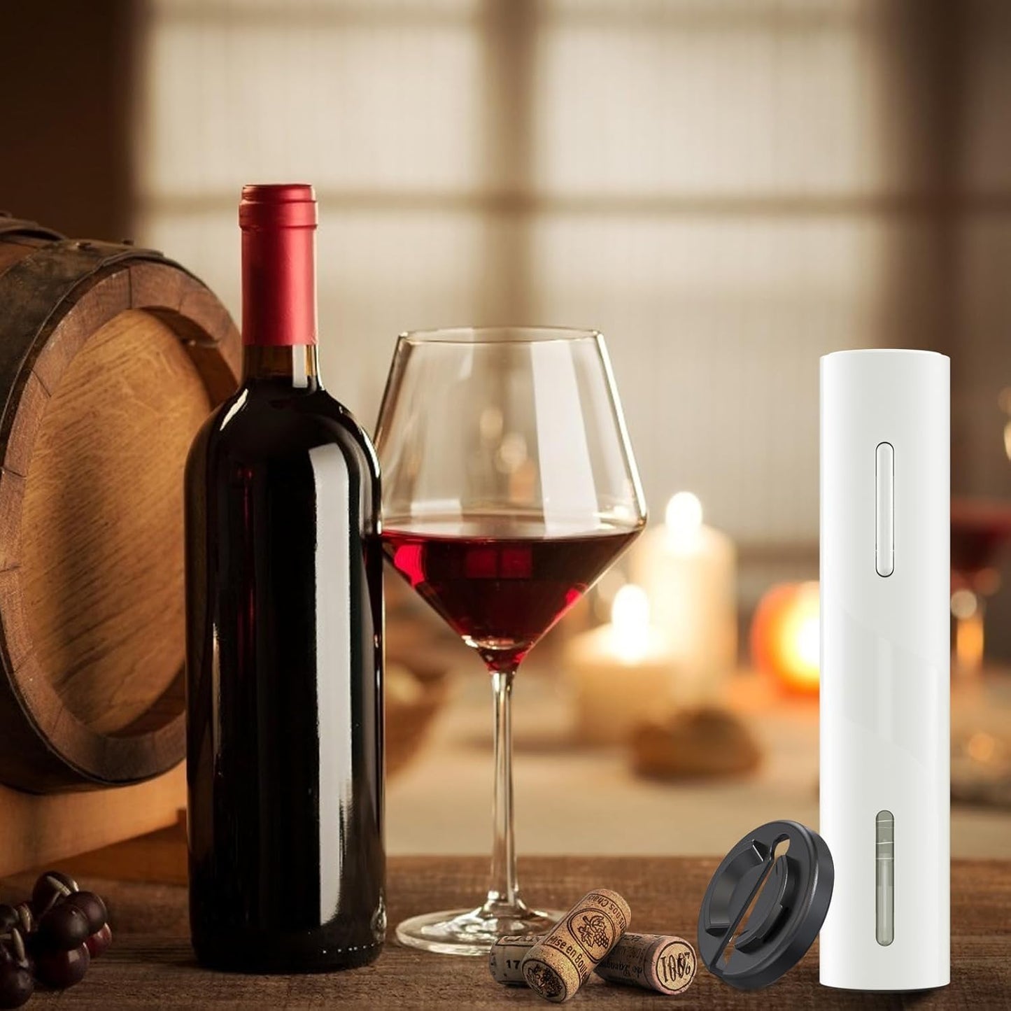 COKUNST Electric Wine Opener, Battery Operated Wine Bottle Openers with Foil Cutter, One-click Button Corkscrew Remover for Home Kitchen Party Wedding