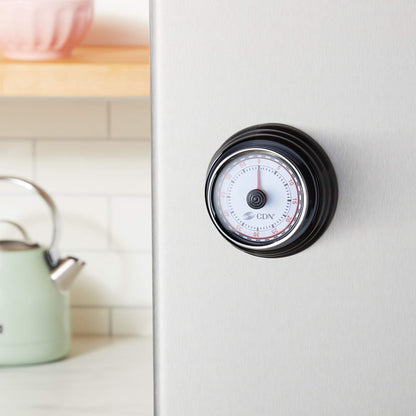 CDN Compact 60-Minute Mechanical Timer | Easy-to-Read 2.5” Dial | Loud 3-Second Alarm | Ideal for Cooking or Baking | Countertop or Wall Mountable | Silver Finish | MT1