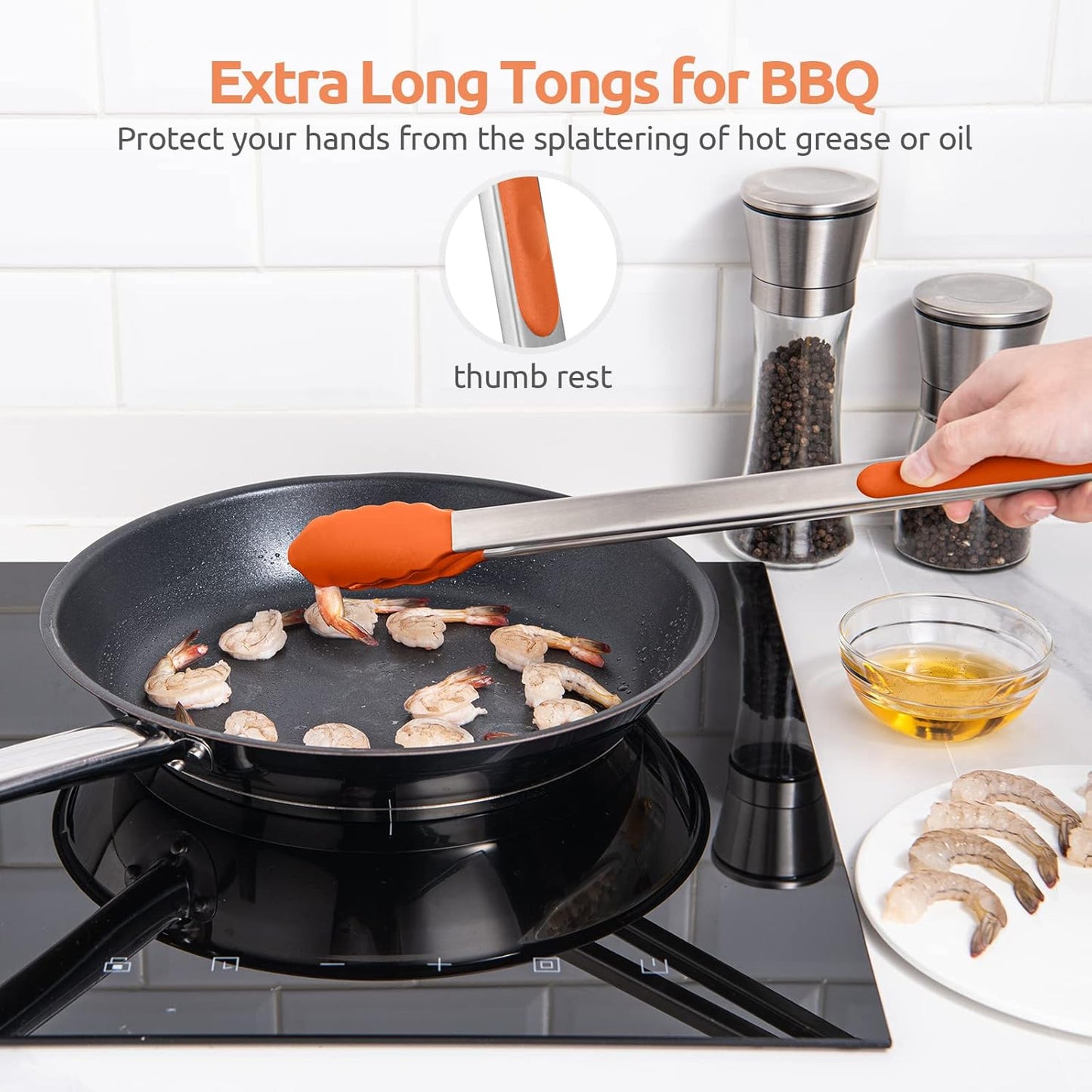 600ºF Heat Resistant Kitchen Tongs: U-Taste 9 inch Silicone Cooking Tong with Firm Sealed Non Stick Rubber Tips & Silicon Coated 18/8 Stainless Steel Handle & Smooth Locking for Serving Salad (Black)