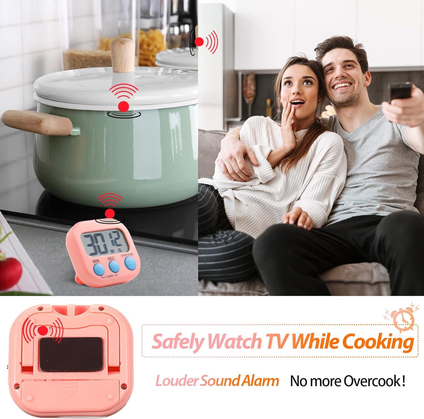 Weewooday 24 Pcs Digital Kitchen Timer Magnetic Timer Bulk On/Off Switch Minute Second Count up Countdown Loud Alarm for Exercise Cook Baking (Black,White)