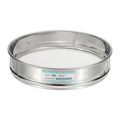 PATIKIL 10 Mesh(2mm) Lab Sieve, 11.8"(30cm) Diameter Sifting Screen 304 Stainless Steel Wire Cloth Fine Mesh Sieve for Industrial Laboratory Home Soil Sifter Dry Sift Screens Hash